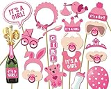 creationtop 20pcs Baby Show写真小道具、ベビーボトルマスクピンクフォトブース小道具新生児女の子ギフトパーティーデコレーション