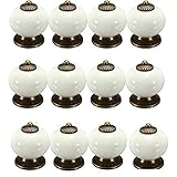 YUYIKES 12個38 mmラウンドセラミック引き出しノブハンドルPulls forキャビネットドアクローゼットドレッサー食器棚ワードローブ家具キッチン ホワイト HGOT0385