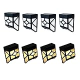 Fenteer 8個入り　ウォールライト　LED太陽光発電ライト　高輝度　壁掛け　屋外 玄関 ガーデン 通路 車道　省エネ　階段ライト　全3種　取り付け簡単　 - 4ｘ暖白＋白色ｘ4