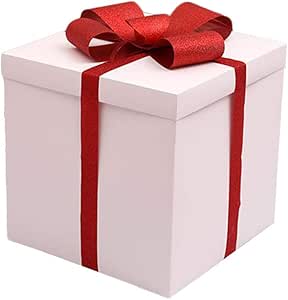Amazon ジンニュウ ギフトボックス 正方形ボックス ラッピングボックス ラッピング 箱 クリスマスプレゼント クリスマス飾り アクセサリー 蝶結び付き パッケージ 多用ケース 高級 大型 包装箱 ホワイト 15cm ギフトボックス 文房具 オフィス用品