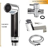 AWESON品質ABS製布おむつスプレー、トイレスプレーキットを付き真鍮t-valve付き、携帯ビデスプレー, Hand Held Bidet Shattaf、1.2 M / 48インチステンレススチ