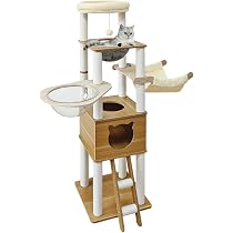 Amazon | RAKU キャットタワー 猫タワー 大型 木製 据え置き 大型猫