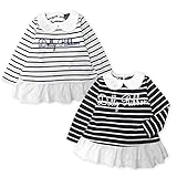 ベビー服 女の子 Tシャツ 長袖 Dolly Ribbon ボーダー 衿付 女児 ベビー (1.ホワイト/90cm)