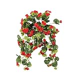 Malus Spectabilis人工花ガーランドHanging Plant Vineホームパーティーウェディングガーデン装飾DIY作業 レッド LOUHO-FLOWER-41