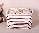 GreenForest Cotton Blend Linen Convenient Collapsible Storage Bin Basket With Totes,Closet Drawer ,R