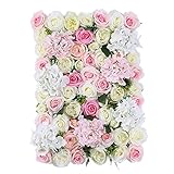 Non-brand 人工花壁パネル植物ウェディングパーティーホームスタジオ壁掛け - ピンクホワイト、葉