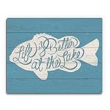 Life Is Better At The Lake (魚) - Underwater :グラフィックBassシルエットwith Quote Saying壁アートプリント 16x20 CAB00000