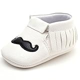 Lidiano Infant Baby Toddler PU Leather Moustache Print Soft Sole Tassels Moccasins Crib Shoe (6-12 M