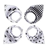 (Sandalup)スタイ 赤ちゃん よだれかけ かわいい ベビー ビブ 出産祝い スナップ 三角タイプ サイズ調整可能 ふわふわ（ブラック2）