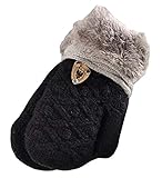 [ブラック]ラブリーニットベビー手袋の子供暖かい冬の手袋を