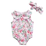 MUSTY　赤ちゃん　小花柄　 ロンパース　薔薇　プリント　ノースリーブ　新生児肌着　丸襟　リボン　付きボタン　ピンク　柔らかい　可愛い　0～24ヶ月 (100)