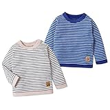 ベビー服 男の子 Tシャツ 長袖 接結天竺 ボーダー柄 ワッペン装飾 男児 (1.オフホワイト/95cm)