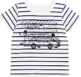 アビックス クラフティーズ 線画タッチBUSプリントボーダー半袖Tシャツ 90cm ネイビー 天竺 956201