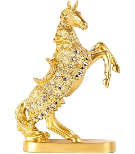 Amazon.co.jp: ギャロッピング競走馬、ジョッキーの彫刻-コールド