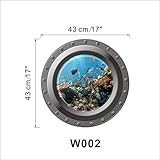 3dオーシャンビューウィンドウ潜水艦壁ステッカーデカール舷窓グラフィックス海ポータルピールスティック海クルーズ壁アート子供部屋装飾^ w002。