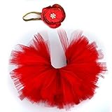 XMYM@ Photography Prop Newborn Baby Infant Lovely Costume TuTu Dress Flower Headband 0-3 Month (Red)