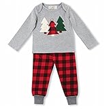 チック柄 ボーイズ ルームウェア パジャマ 長袖 クリスマス ハロウィーン 可愛い 幼児 子供服 キーズ 上下セット 長ズボン クリスマスツリー 肌触り コットン100％ 男の子 (90)