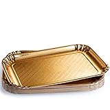 (9 x13) - 12 Pack Gold Cake Trays, Fancy Colour Cookie tray Sturdy Paper Cardboard. Disposable, Food
