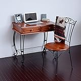 天然木&amp;スチール PCデスク&amp;チェア IRI0018BK&amp;0020BK ブラウン&amp;ブラック