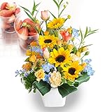 父の日 フラワー アレンジメント ギフト サンダーソニアが揺れるサマー フラワーアレンジメント Lサイズ サンダーソニア ひまわり バラ スプレーバラ カーネーション ヒペリカム デルフィニウム