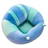 HARU(ハル) ベビーソファ お座り練習ベビーチェア キッズソファー ぬいぐるみソファ ふわふわ ベビーチェア コットン 保護者 保育園 枕 ソファ 首座り ローチェア 安全 暖かい (ブルー&グリ