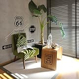 [はがせるDIY 壁紙シール & harry sticker] 接着剤いらず粘着付き壁紙と ウォールステッカーのセット コンクリートモダン & ロードサインのアメリカンヴィンテージ風男前コーデ (壁紙