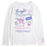 Tシャツ 子供 ジュニア キッズ 女の子 スター プリント 長袖Tシャツ ホワイト-B 140cm
