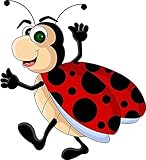 Wallmonkeys WM75005 Funny Ladybug Cartoon Peel and Stick Wall Decals (18 in H x 16 in W) [並行輸入品]