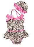 StylesILove Little Girls JeweledピンクBow Leopard 2-pc水着 カラー: ブラウン