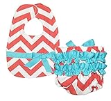 Caught Ya Lookin' Bib and Bloomer Set, Coral and White Chevron by Caught Ya Lookin'