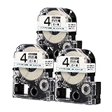 【インクのチップス】キングジム対応 テプラPRO用互換 SS4KW 互換テープ 強粘着 白/黒文字 4mm 3個セット