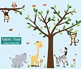Baby Nursery /子供部屋壁デカール( Monkey、フクロウ、ツリー、etcデザインから選択) Full Decal: Fabric Tree グレー WA_Saf_Pride_FAB_t
