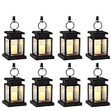 Derlights LEDソーラーライト ガーデンライト 防水 キャンドルランタン 太陽光パネル搭載 ハンギングランタン 夜間自動点灯 省エネ 屋外照明 装飾 庭/芝生/玄関先 (8セット)