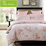 CHENGYI ピンクフラワーパターンホームテキスタイル60S 100％コットンサテンの掛け布団カバーシングルピースダブル掛け布団カバー ( サイズ さいず : 200*230センチメートル )