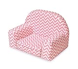 Badger Basket Chevron Upholstered Doll Chair with Foldout Bed, Pink/White