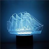 usxiaobideng Realノベルティ3dセーリングボート夜ライト7色変更LEDテーブルランプUSBデスクライトKidギフトおもちゃ H56976987