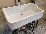 モザイクタイルのガーデンシンク おしゃれな流し台 AllWhite (M)1530