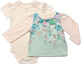 Baby Starters Baby Girls 2-pc。花柄ボディスーツセット6ヶ月ホワイト/アクアブルー