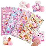 [Fluxbee] アニマル 立体シール 4枚セット 3D ぷくぷく ステッカー 重複なし かわいい 後ろ姿 手帳 スマホ デコレーション ごほうびシール 子供 プレゼント (C)