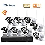 Techage 8CH Home Surveillance System Wireless NVR Kit 1080P Video Recorder + 1.0MP Wifi IP Camera 3P