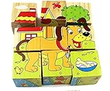 Cartoon Animal 6 Sidesパズルブロックカラフルな教育木製キッズ玩具ギフト