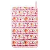 赤ちゃんにやさしい安心おむつ替えマット（日本製）　お花大好きプリティ動物フレンド（スケアー地・ピンク）　B0804000　日本製