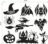 oSYE Happy Halloween Pumpkins Spooky Cemetery魔女クモコウモリ壁デカール子供の部屋のウィンドウステッカーハロウィンデコレーション