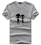 【Smile LaLa】 メンズ レディース シャツ Tシャツ 半袖 スカル ドクロ プリント シンプル 春 夏 秋 (4XL, グレー)