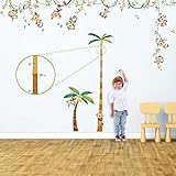 Decowall da-1507p1607 Monkey on Vine &高さチャートピールとスティック保育園子供壁デカールステッカー