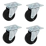uxcell スイベルキャスターホイール　回転ホイール　ブラック　ショッピングカート　4個入り
