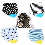 My qBebe Reversible Cotton Bandana Baby Teething Bibs, 2 Pk w/Bonus Storage Bag by My qBebe