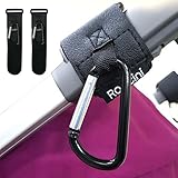 Roccini ベビーカーフック アルミニウム製カラビナ 2個セット 自転車やスーツケースにも(ブラック)