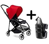 Bugaboo Bee3 Stroller, Red/Black + Bugaboo Cup Holder by Bugaboo