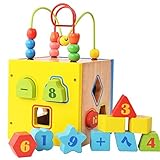 夢の空　ビーズメイズルーピング　立体ブロック積み木 幾何形状 数字記号付き　木のつみきカラフル ビーズ コースター　面白い そろばん　幼児知育玩具教育玩具 男女兼用